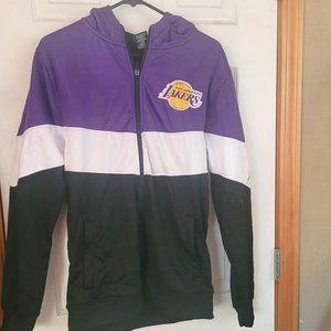 Los Angeles Laker Hooded Full Zippered Jacket Men's Sz M Purple/White/Blk NWT